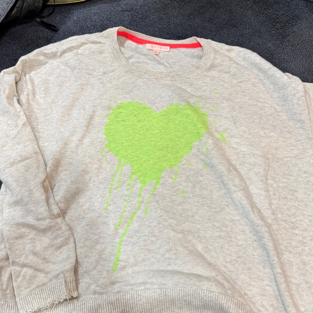 Lisa Todd Gray Sweater with Neon Pink Accent